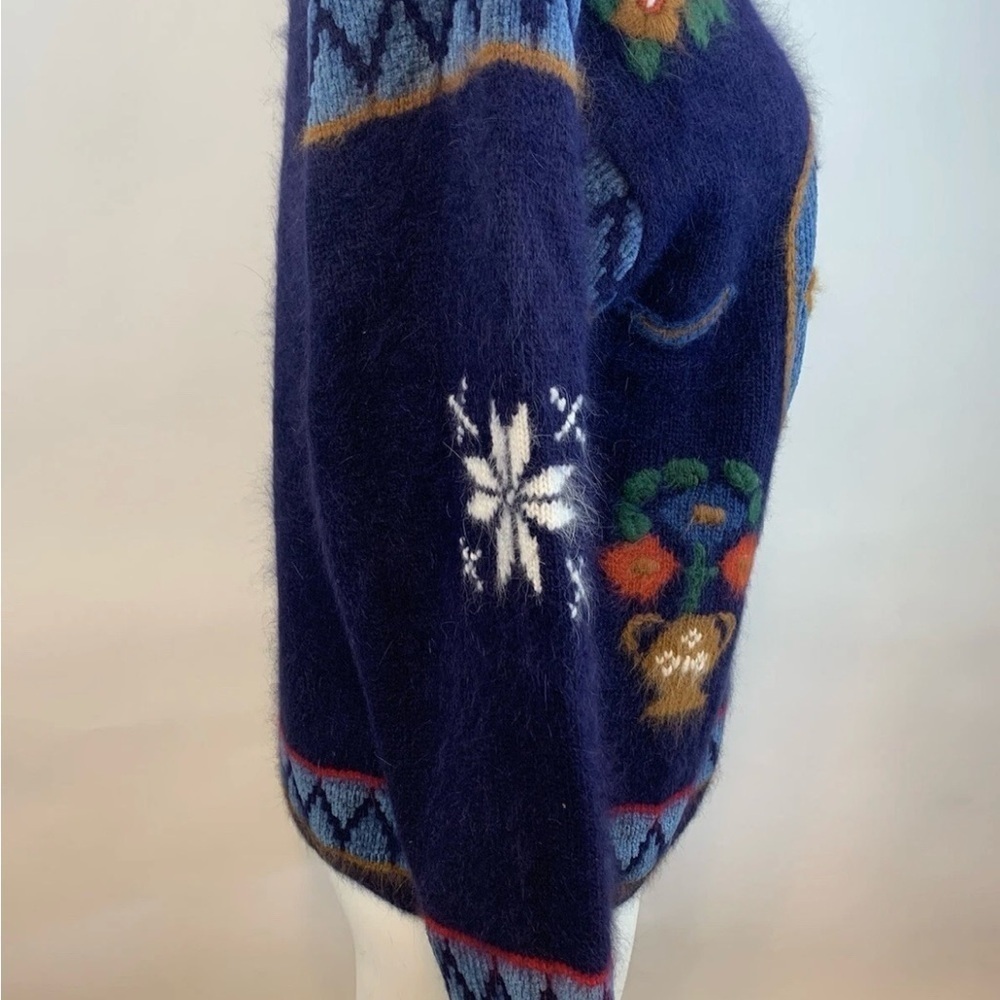 Vtg Rafaella Angora & Wool Nordic Reindeer Christmas Holiday Winter’s Sweater - Picture 6 of 11